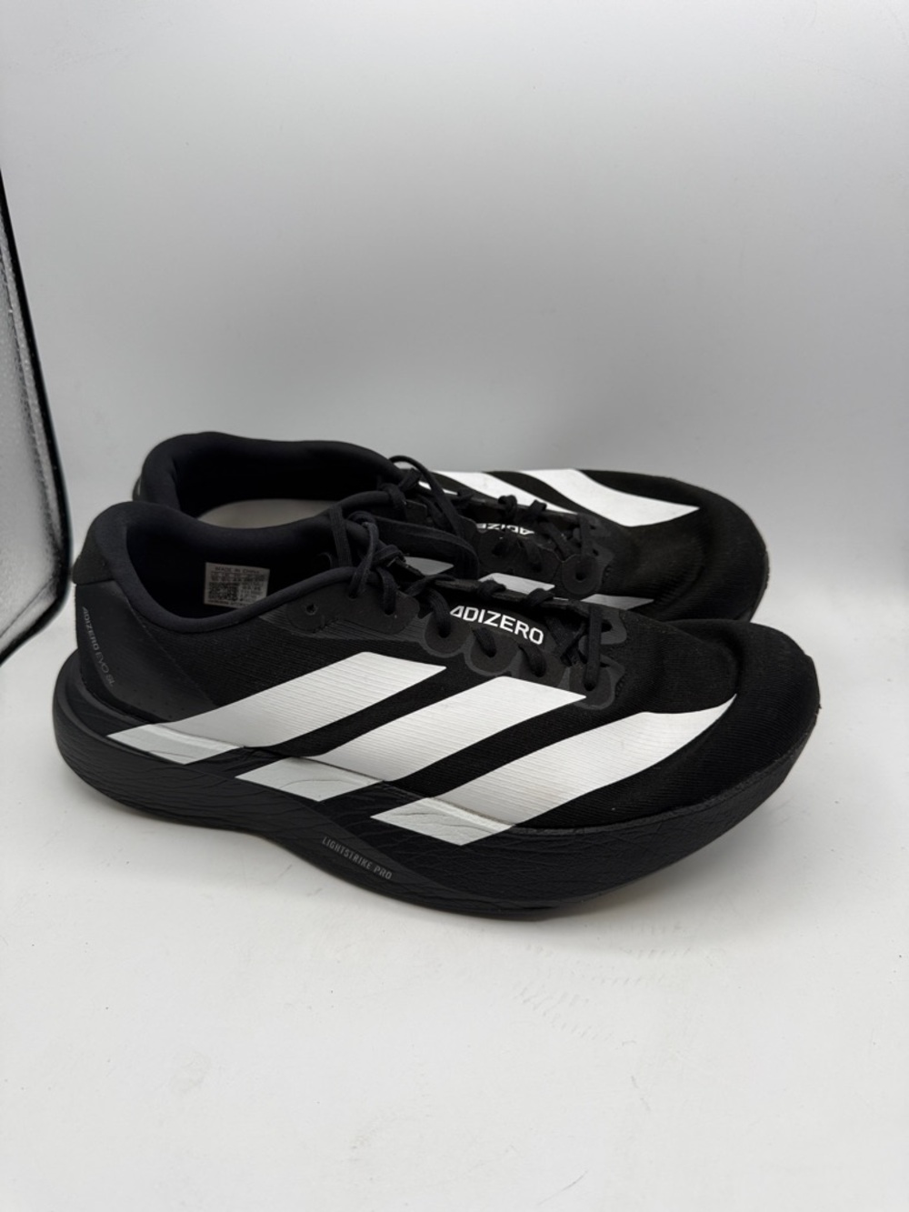 Adidas Adizero EVO SL Men's 10 Black and White Running Shoes S10